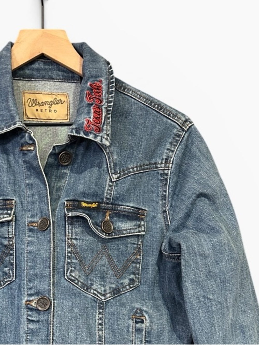 Wrangler Retro Texas Tech Red Raiders Denim Jean Jacket Women’s Size Medium - Picture 12 of 12